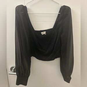 Urban outfitters black sheer long sleeve crop top